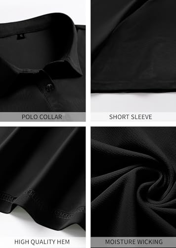 Mens Polo Shirts Short Sleeve Golf Shirts Moisture Wicking Athletic Casual Polo Shirts
