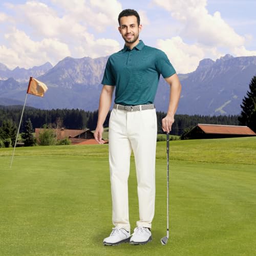 Golf Shirts for Men Dry fit Sports Jacquard Lightweight Performance Texture Short Sleeve Collared Polo Shirts