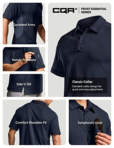 Men's Polo Shirts, Tactical Short Sleeve Golf Performance Shirts, Lightweight Dry Fit UPF 50+ Pique