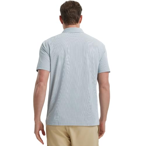 Mens Polo Shirts Short Sleeve Quick Dry Moisture Wicking Athletic Performance Jacquard Collared Golf Shirt for Men