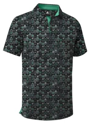 Men's Golf Shirts Short Sleeve Moisture Wicking Performance Print Patterns Casual Collared Golf Polo Shirt for Men