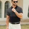 Men's Striped Polo Shirt Short Sleeve Casual Color Block Graphic Tee Collared Golf Shirts for Men