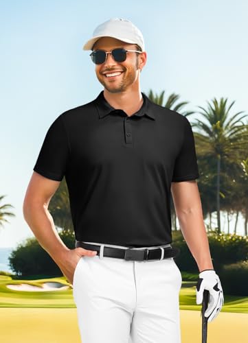 Mens Polo Shirts Short Sleeve Golf Shirts Moisture Wicking Athletic Casual Polo Shirts