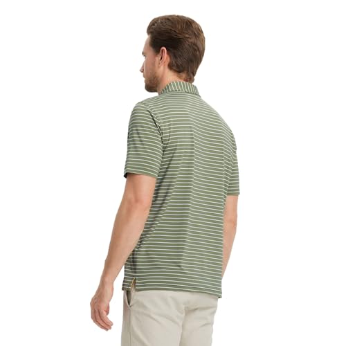 Golf Shirts for Men Moisture Wicking Striped Polo Performance Dry Fit Business Sports Mens Polo Shirts Short Sleeve