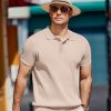 Men's Knit Polo Shirts Short Sleeve Ribbed Knitted Shirt Summer Lightweight Casual Golf Shirts