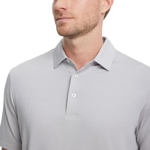 Mens Golf Shirts Moisture Wicking Dry Fit Business Casual Stretch Jacquard Short Sleeve Golf Polo Shirts for Men