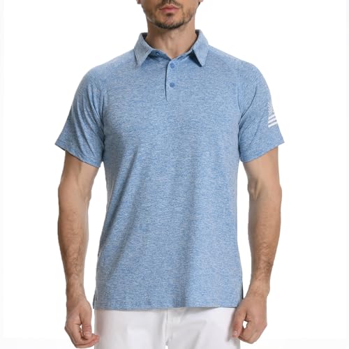 Mens Golf Shirt Moisture Wicking Quick-Dry Short Sleeve Casual Patriotic Polo Shirts for Men