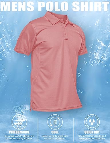 Men's Polo Shirt Quick Dry Performance Short Sleeve Tactical Shirts Pique Jersey Golf Shirt