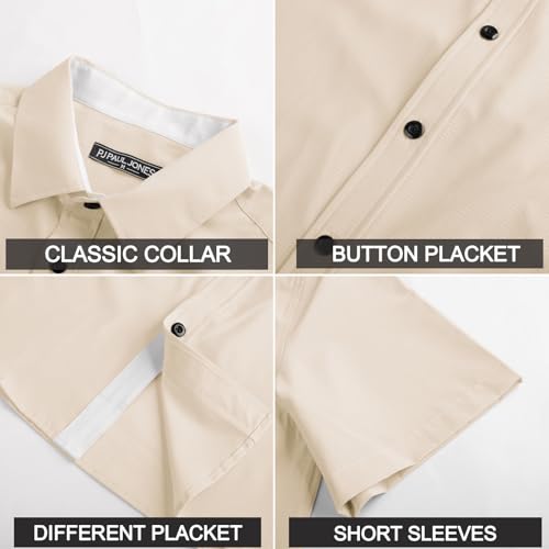 Mens Short Sleeve Button Down Shirts Casual Stylish Wrinkle-Free Untuckit Dress Shirt