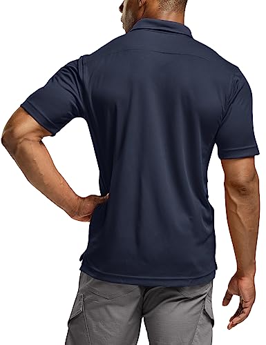 Men's Polo Shirts, Tactical Short Sleeve Golf Performance Shirts, Lightweight Dry Fit UPF 50+ Pique