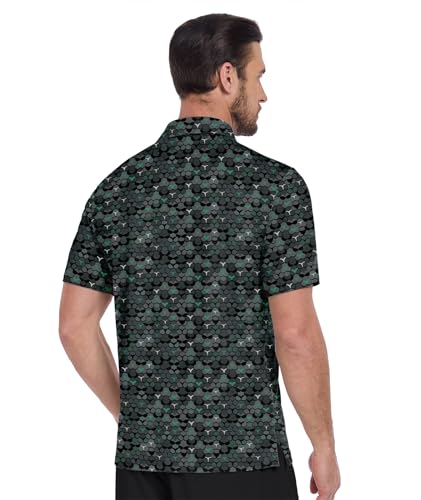 Men's Golf Shirts Short Sleeve Moisture Wicking Performance Print Patterns Casual Collared Golf Polo Shirt for Men