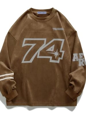 Oversized Crewneck Sweatshirts for Men Vintage Graphic Pullover Loose Fit Streetwear Long Sleeve Top