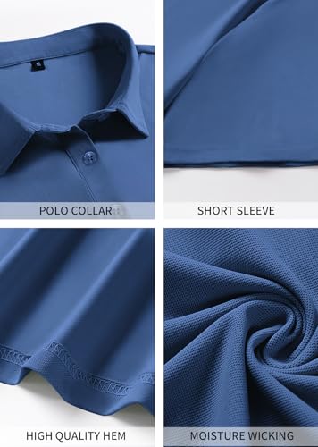 Mens Polo Shirts Short Sleeve Golf Shirts Moisture Wicking Athletic Casual Polo Shirts