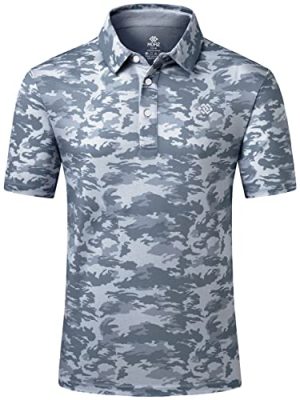 Men's Camo Polo Golf Shirt Hiking Dry Fit Short Sleeve T-Shirts Pique Collared Polo Jersey