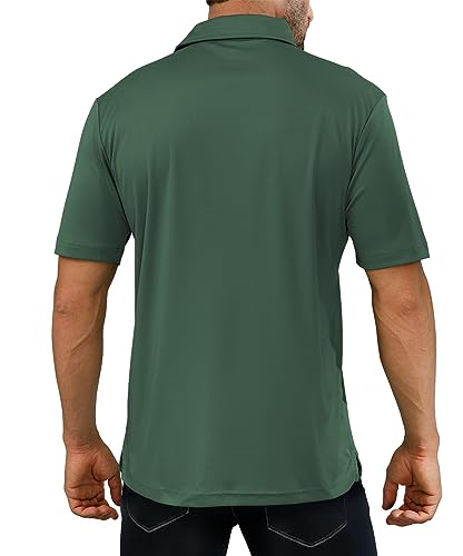Golf Shirts for Men - Short Sleeve Performance Solid Moisture Wicking Polo Shirt
