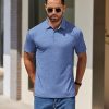 Men's Casual Polo Shirts Short Sleeve Classic Basic Tee Button Collar Shirt Summer Golf T-Shirt