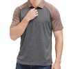 Men's Casual Short Sleeve Moisture Wicking Performance Golf Polo Contrast Color Patchwork Pique Shirts Tops