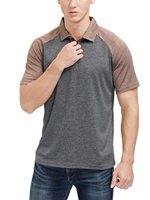 Men's Casual Short Sleeve Moisture Wicking Performance Golf Polo Contrast Color Patchwork Pique Shirts Tops