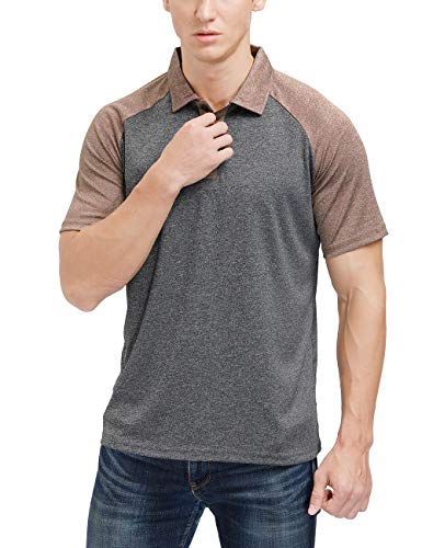 Men's Casual Short Sleeve Moisture Wicking Performance Golf Polo Contrast Color Patchwork Pique Shirts Tops