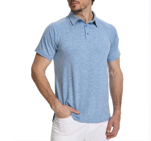 Mens Golf Shirt Moisture Wicking Quick-Dry Short Sleeve Casual Patriotic Polo Shirts for Men
