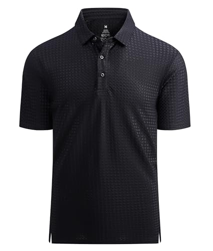 Mens Bubble Jacquard Polo Shirt Super Stretch Short Sleeve Polo Shirts for Men