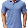 Men's Casual Polo Shirts Short Sleeve Classic Basic Tee Button Collar Shirt Summer Golf T-Shirt
