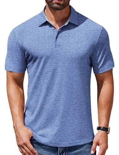 Men's Casual Polo Shirts Short Sleeve Classic Basic Tee Button Collar Shirt Summer Golf T-Shirt