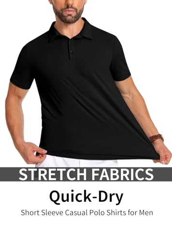 Mens Polo Shirts Short Sleeve Golf Shirts Moisture Wicking Athletic Casual Polo Shirts