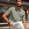 Polo Shirts for Men Short Sleeve Casual Knit Waffle Texture Polo Golf Shirt