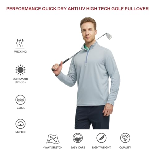M MAELREG Quarter Zip Golf Pullover Men Dry Fit Long Sleeve Performance Wicking Mock Neck 1/4 Zip Pullover Mens Sweatshirt