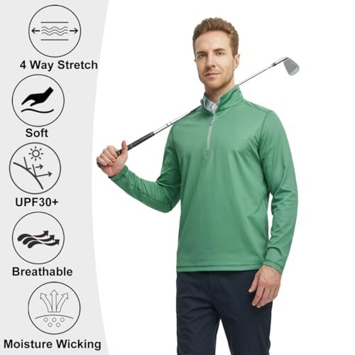 M MAELREG Quarter Zip Pullover Men Performance Dry Fit Stripe Mock Neck Midlayer Golf 1/4 Zip Pullover Mens Sweatshirt