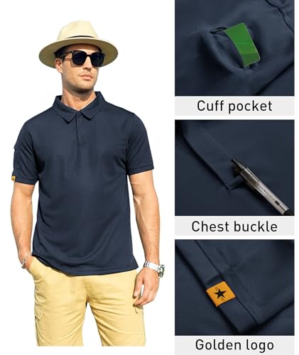 Mens Polo Shirt Short Sleeve Sports Tactical T-Shirt Athletic Golf Polos Daily Casual Stylish Collared Shirts for Men