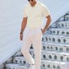Mens Casual Polo Shirt Summer Short Sleeve Vacation Button Beach Knit Stretchy Golf Shirts