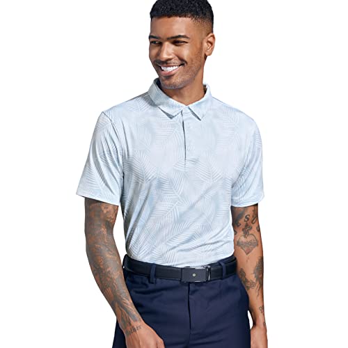 Golf Shirts for Men Dry Fit Performance Short Sleeve Print Moisture Wicking Polo Shirt