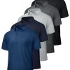5 Pack Polo Shirts for Men - Quick Dry Moisture Wicking Performance Short Sleeve Mens Golf Shirts for Work Athletic