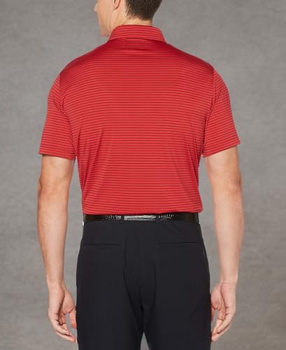 Stretch Short Sleeve Feeder Stripe Golf Polo, Moisture-Wicking Performance Shirts for Men