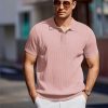 Men's Knit Polo Shirts Short Sleeve Ribbed Knitted Shirt Summer Lightweight Casual Golf Shirts