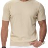 Men's Short Sleeve Knit T-Shirts Casual Crewneck Solid Texture Knit Shirt