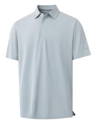 Mens Polo Shirts Short Sleeve Quick Dry Moisture Wicking Athletic Performance Jacquard Collared Golf Shirt for Men
