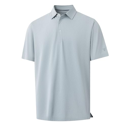 Mens Polo Shirts Short Sleeve Quick Dry Moisture Wicking Athletic Performance Jacquard Collared Golf Shirt for Men