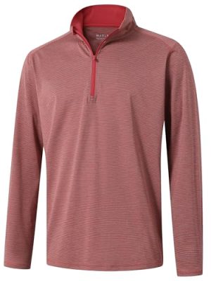Quarter Zip Pullover Men Performance Dry Fit Stripe Mock Neck Midlayer Golf 1/4 Zip Pullover Mens Sweatshirt
