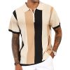 Men's Fashion Polo Shirts Vintage Striped Knitting Shirts Casual Slim Fit Golf Shirts