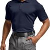 Men's Polo Shirts, Tactical Short Sleeve Golf Performance Shirts, Lightweight Dry Fit UPF 50+ Pique