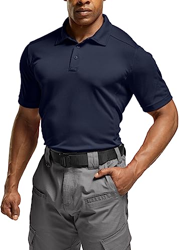 Men's Polo Shirts, Tactical Short Sleeve Golf Performance Shirts, Lightweight Dry Fit UPF 50+ Pique