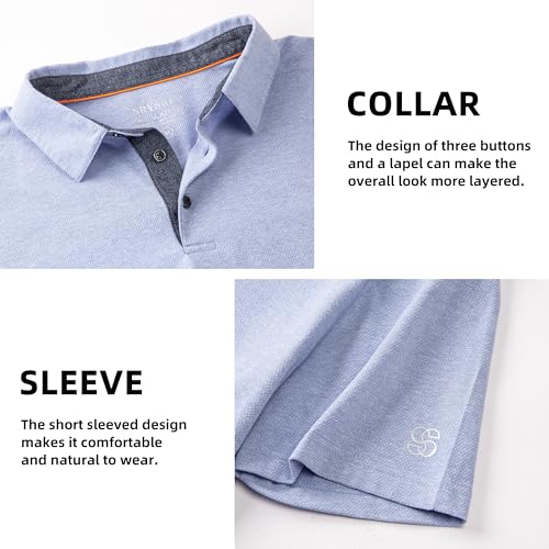 Men's Polo Shirts Short Sleeve Cotton Blend Moisture Wicking Dry Fit Performance Collared Golf Shirts for Men