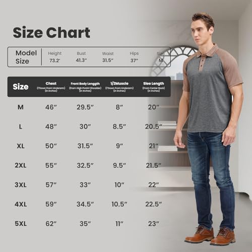 Men's Casual Short Sleeve Moisture Wicking Performance Golf Polo Contrast Color Patchwork Pique Shirts Tops