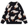 Aelfric Eden Goose Printed Sweater Crewneck Pullover Sweater Long Sleeve Casual Oversized Tops