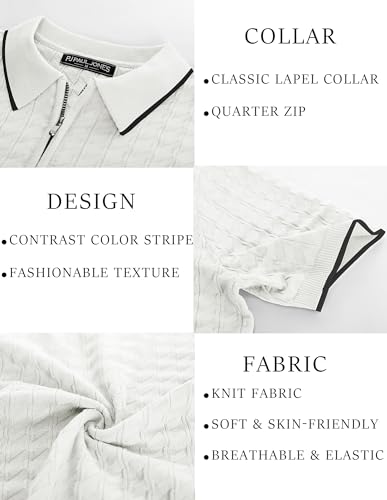 Men's Knit Polo Shirts Short Sleeve Quarter Zip Polo Shirt