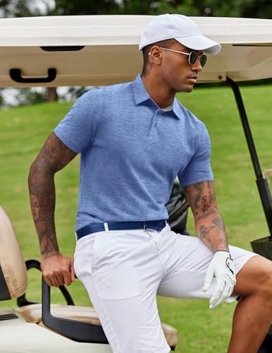 Men's Casual Polo Shirts Short Sleeve Classic Basic Tee Button Collar Shirt Summer Golf T-Shirt