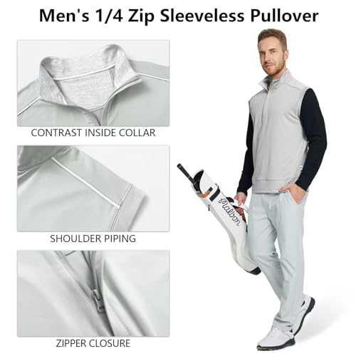 Golf Vests For Men Dry Fit Lightweight Moisture Wicking Performance Sports Breathable Golf 1/4 Zip Pullover Men